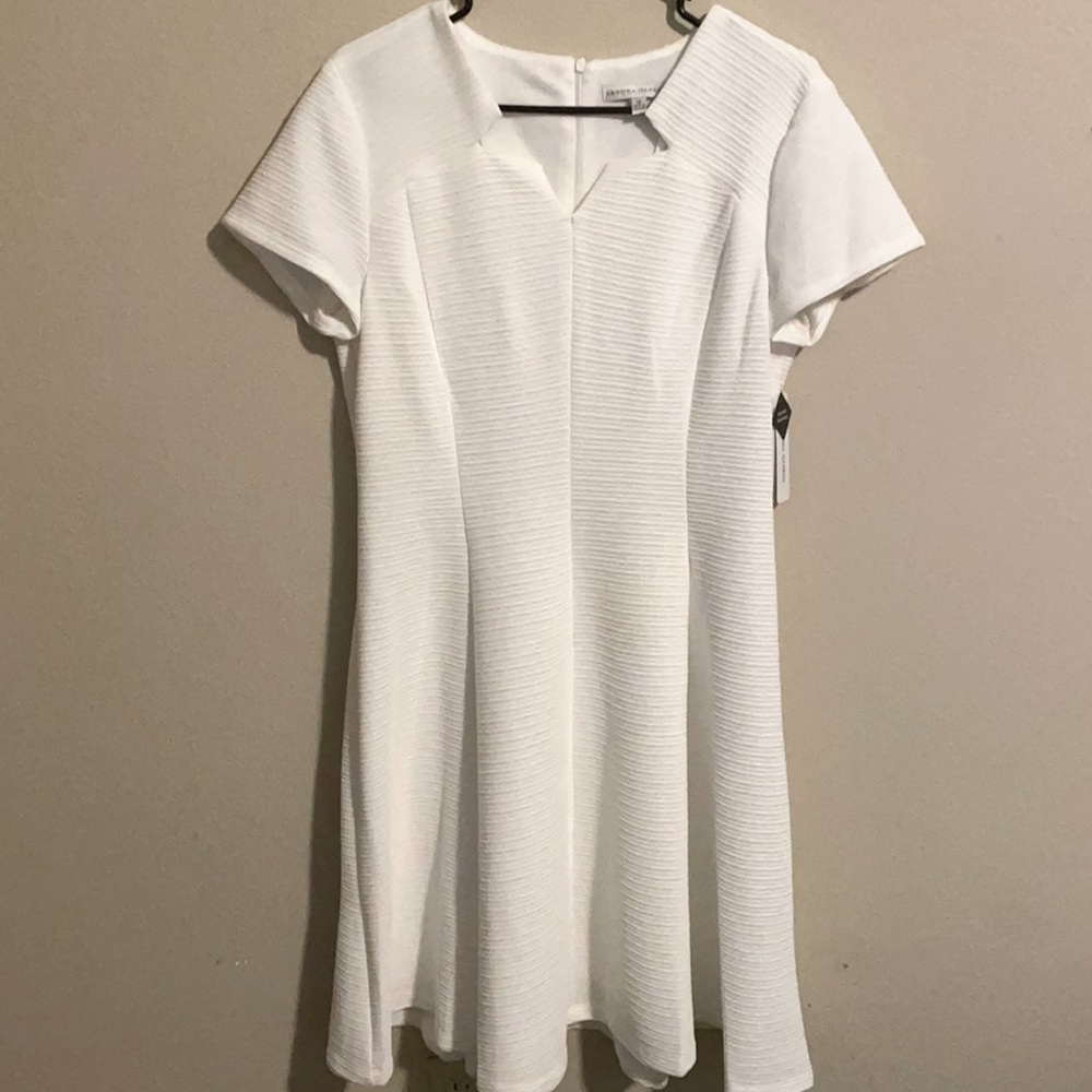 Sandra Darren cap sleeve ivory dress. New with tags, never worn. Size 12.